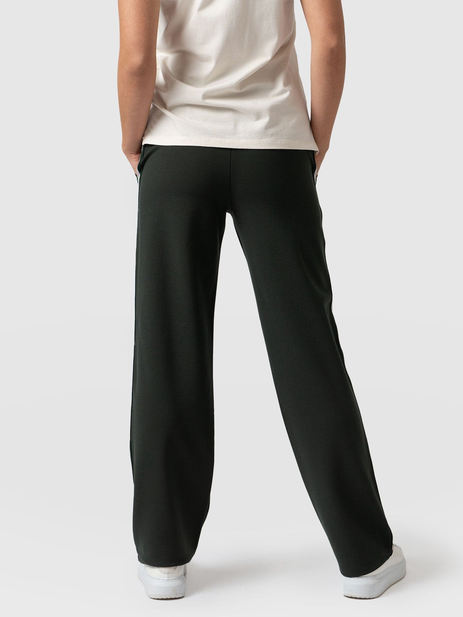Runway Pant Bottle Green with Green/Pink Lurex Stripe - Women's Trousers | Saint + Sofia® UK
